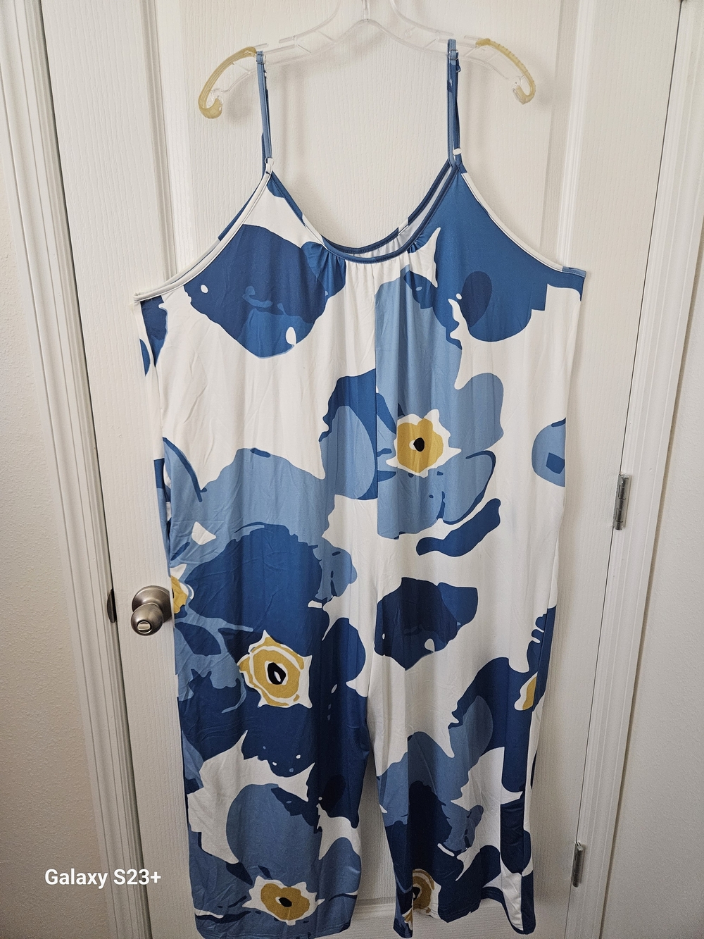 Blue Floral Slip ROMPER with Yellow Accents